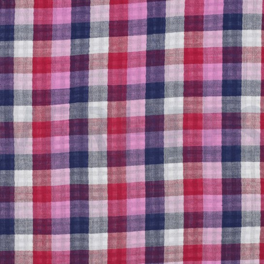 MUSSELIN DOPPELSEITIG KAROS LILA/MARINEBLAU #7