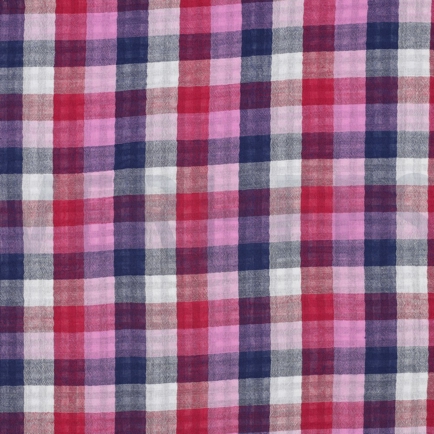 MUSSELIN DOPPELSEITIG KAROS LILA / MARINEBLAU (hover)