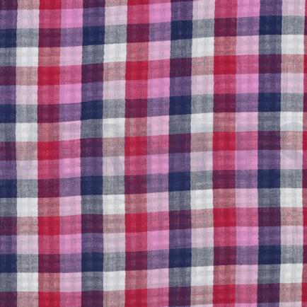 DOUBLE GAUZE DOUBLE SIDED CHECKS LILA/NAVY (hover)