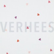 DOUBLE GAUZE EMBROIDERY HEARTS PINK/ORANGE (thumbnail)