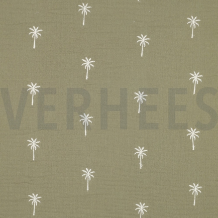 MUSSELIN STICKEREI PALMEN MOOSGRÜN (hover)