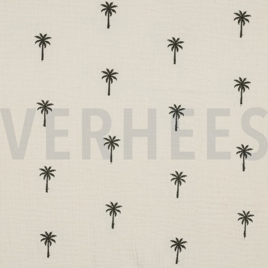 MUSSELIN STICKEREI PALMEN NATURAL GEWASCHEN #7