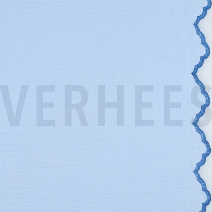 DOUBLE GAUZE TWEE-ZIJDIGE GOLFRAND LICHTBLAUW (hover)