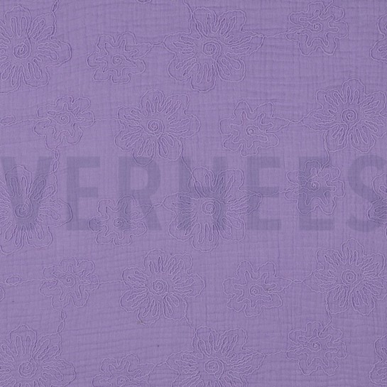 DOUBLE GAUZE EMBROIDERY BLOEMEN LILA #7