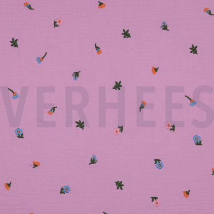 DOUBLE GAUZE EMBROIDERY BLOEMEN LICHTROZE (hover)