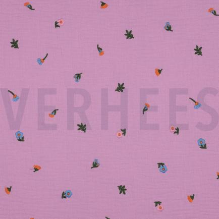 DOUBLE GAUZE EMBROIDERY FLOWERS LIGHT PINK (hover)