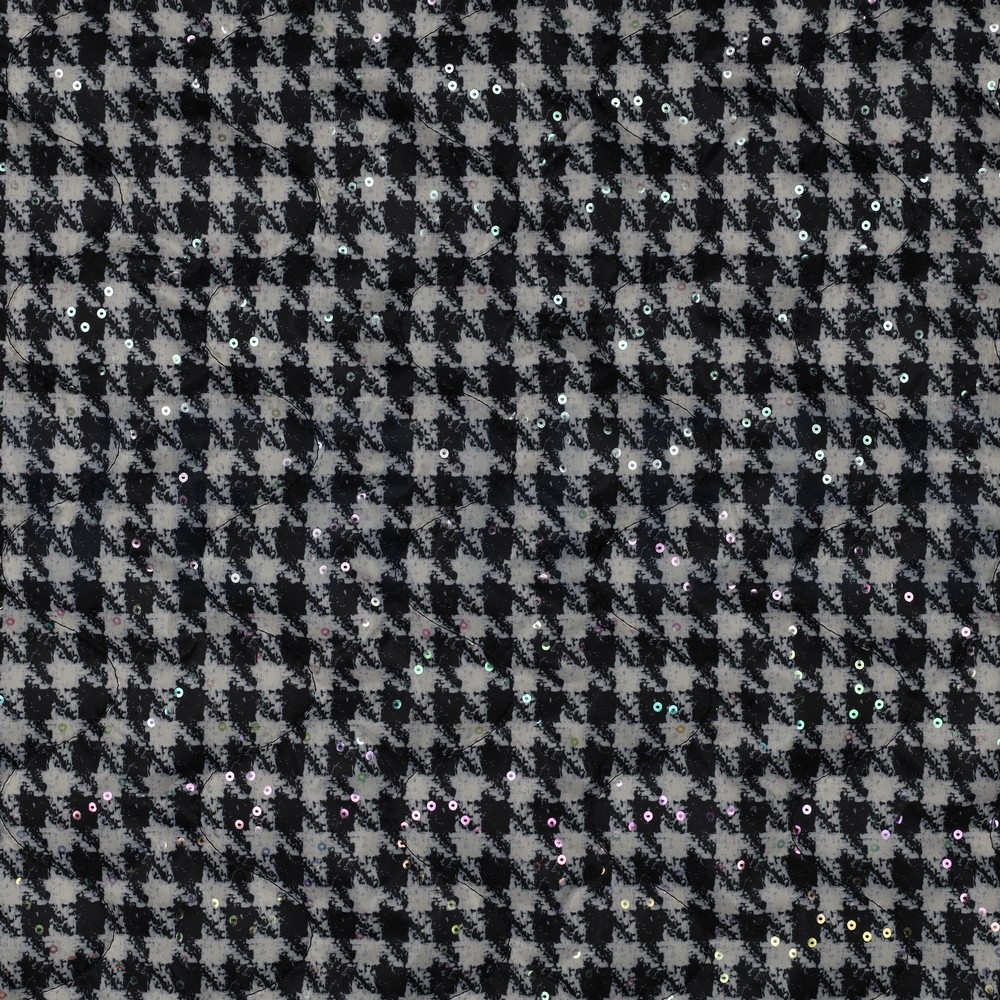 STEPPED PIED DE POULE FOIL SEQUINS BLACK/ WHITE