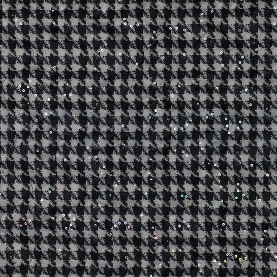 GEWATTEERD PIED DE POULE FOLIE PAILLETES ZWART/WIT #7