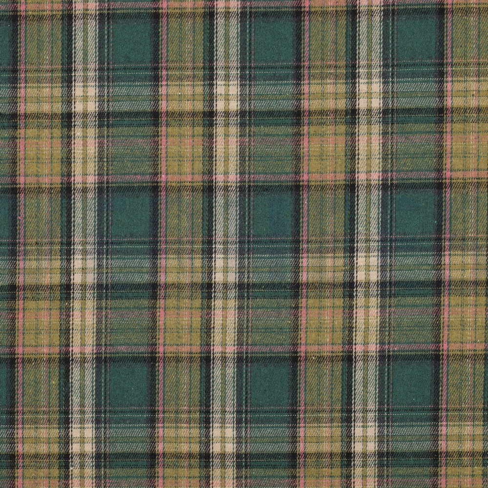 GEBÜRSTETER MANTELSTOFF GARNGEFÄRBT KAROS GRÜN