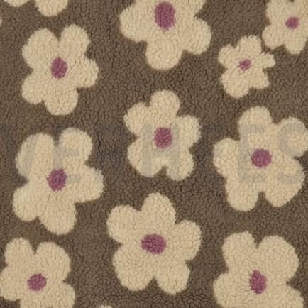 TEDDYSTOFF JACQUARD BLUMEN TAUPE/BEIGE (hover)