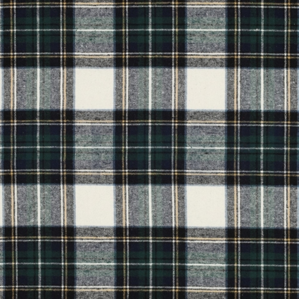 BAUMWOLLE GARNGEFÄRBT ANGERAUT KAROS ECRU/MARINEBLAU (hover)