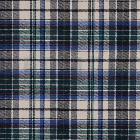 BAUMWOLLE GARNGEFÄRBT ANGERAUT KAROS BLAU #7