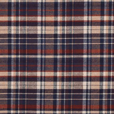 COTTON YARN DYED BRUSHED CHECKS NAVY (hover)