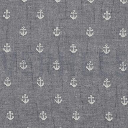 DOUBLE GAUZE JACQUARD ANCHORS TWO-SIDED NAVY (hover)