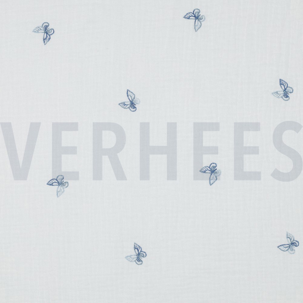 MUSSELIN STICKEREI SCHMETTERLINGE WEISS