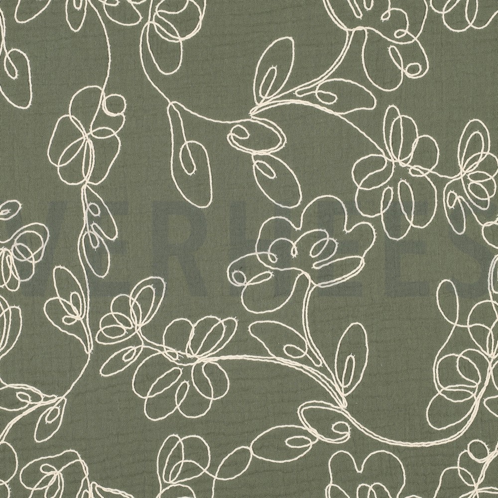 DOUBLE GAUZE EMBROIDERY FLOWERS PICKLE