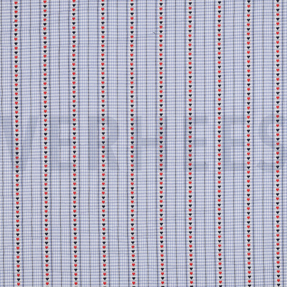 COTTON JACQUARD HEARTS LIGHT BLUE