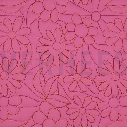 BAUMWOLLE GESTEPPT BLUMEN ROSA (hover)