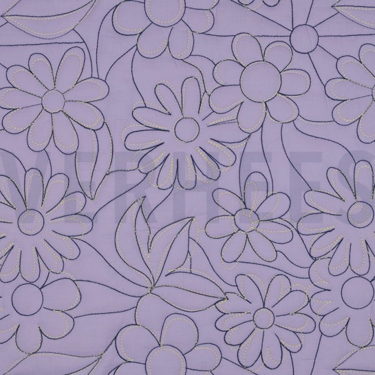 KATOEN GEWATTEERD BLOEMEN LAVENDEL #7