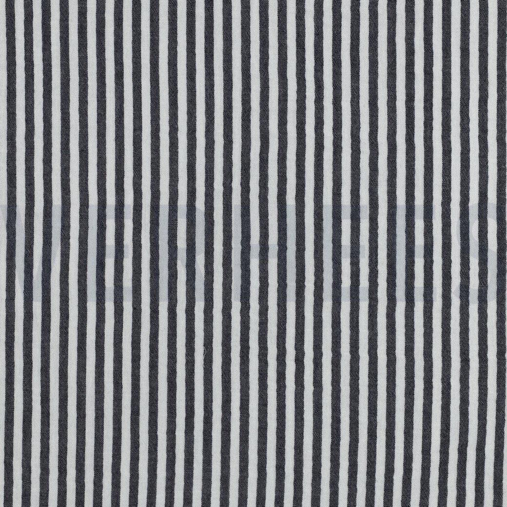 DOUBLE GAUZE GARENGEVERFD STREPEN MARINEBLAUW