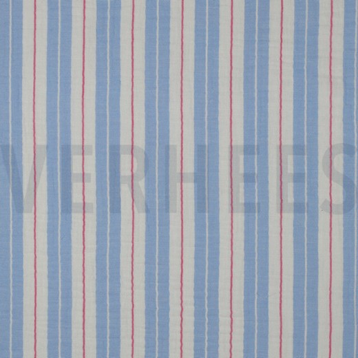 DOUBLE GAUZE YARN DYED STRIPES BLUE