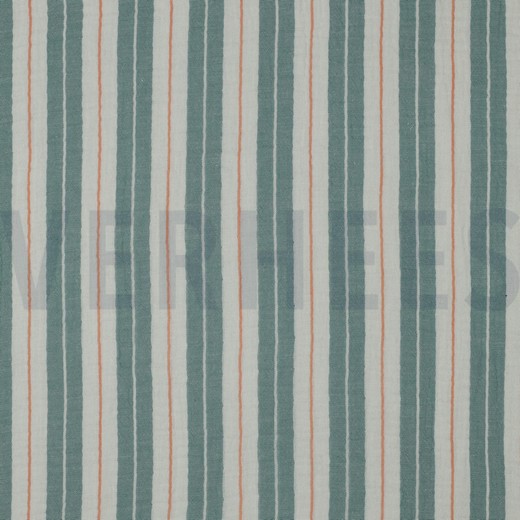 MUSSELIN GARNGEFÄRBT STREIFEN GRÜN
