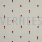 DOUBLE GAZE DE COTON BRODERIE FLEURS NATUREL (thumbnail)