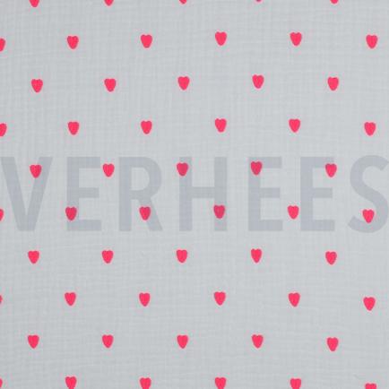 DOUBLE GAUZE EMBROIDERY NEON HEARTS WHITE (hover)
