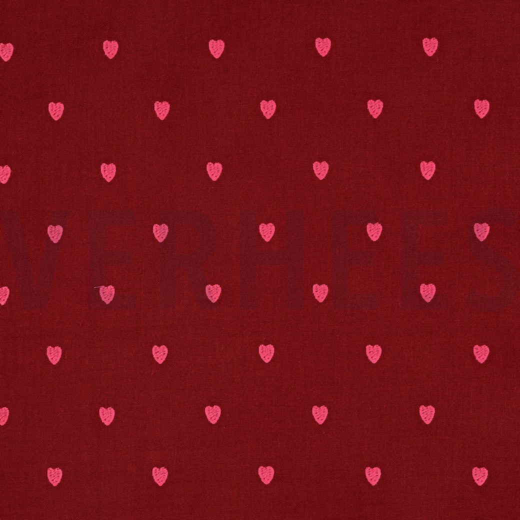 DOUBLE GAUZE EMBROIDERY NEON HEARTS AUBERGINE