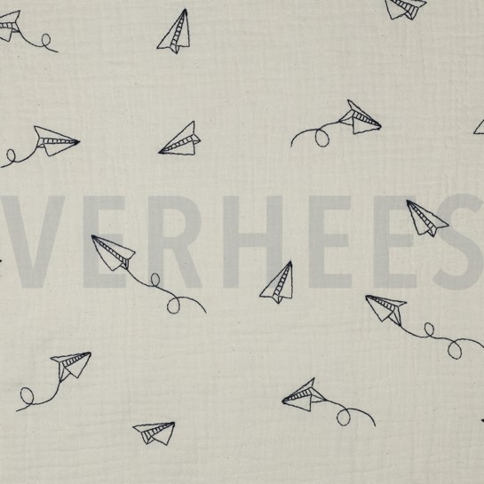 MUSSELIN STICKEREI PAPIERFLIEGER NATUR #7