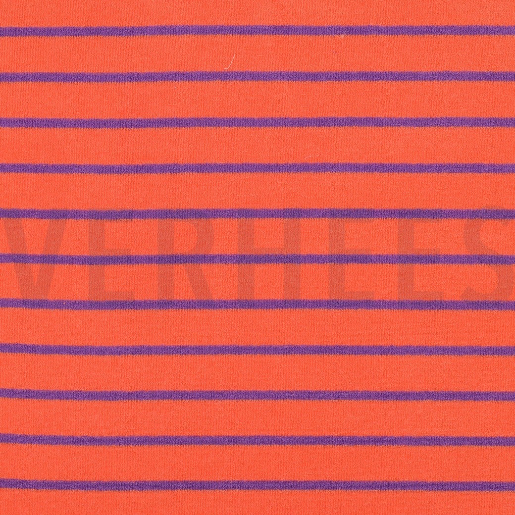COTTON TOWELLING YARN DYED STRIPES ORANGE/ PURPLE
