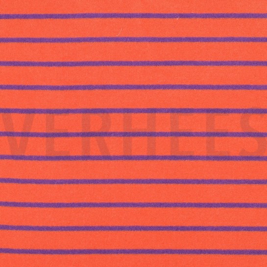 KATOEN BADSTOF GARENGEVERFD STREPEN ORANJE/PAARS #7