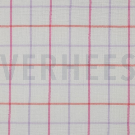 DOUBLE GAUZE GARENGEVERFD RUITEN LAVENDEL (hover)