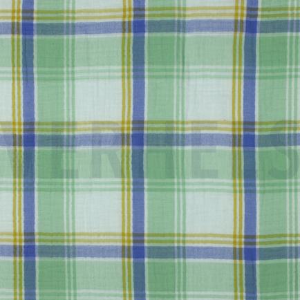 DOUBLE GAUZE GARENGEVERFD RUITEN GROEN (hover)