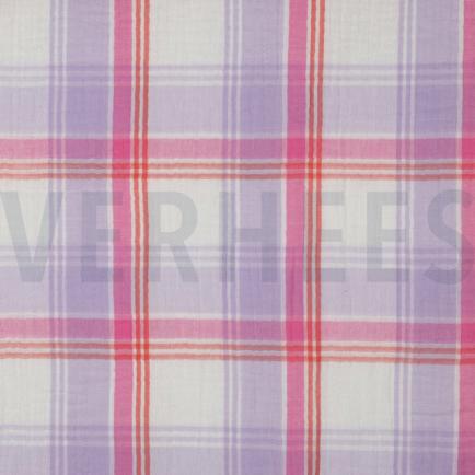 DOUBLE GAUZE GARENGEVERFD RUITEN LAVENDEL (hover)