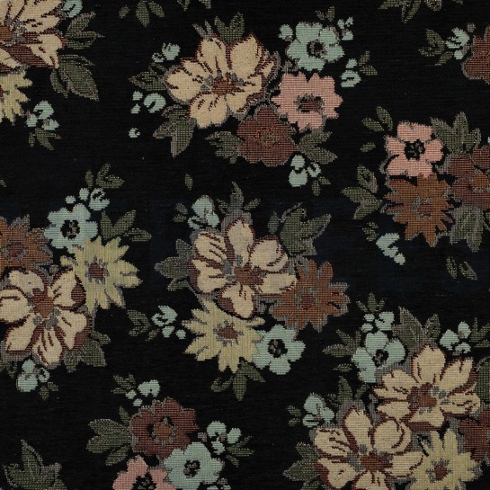 GOBELIN CHENILLE BLUMEN SCHWARZ #7