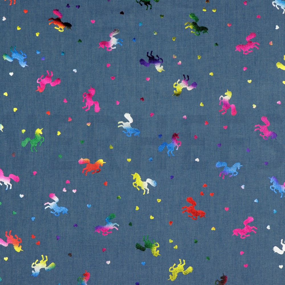 JEANS FOIL UNICORNS BLEACHED
