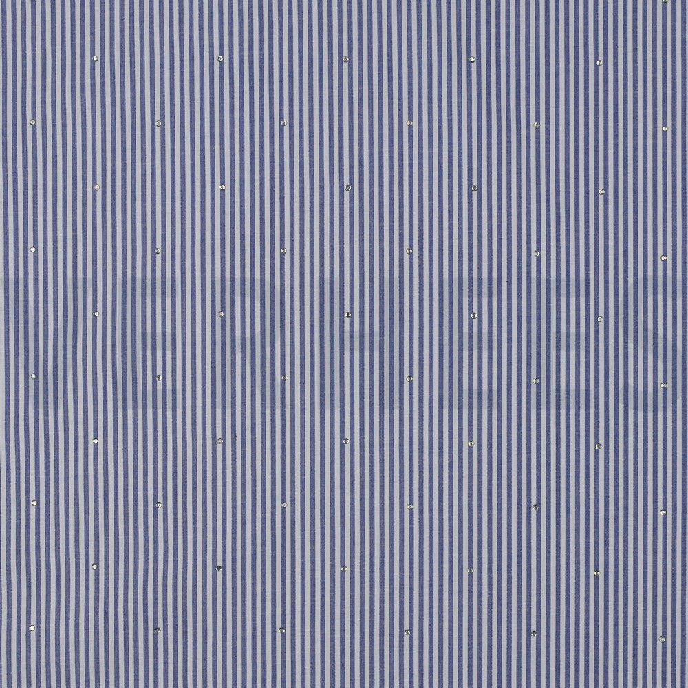 BAUMWOLLE GARNGEFÄRBT STREIFEN MIT NIETEN BLAU