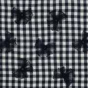 BAUMWOLLE GARNGEFÄRBT KAROS TÜLL BLUMEN MARINEBLAU (thumbnail)