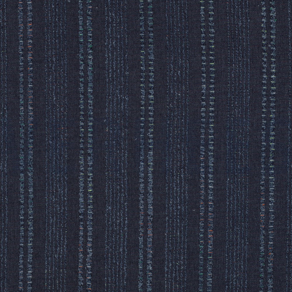 DENIM JACQUARD FRAYED STRIPES INDIGO