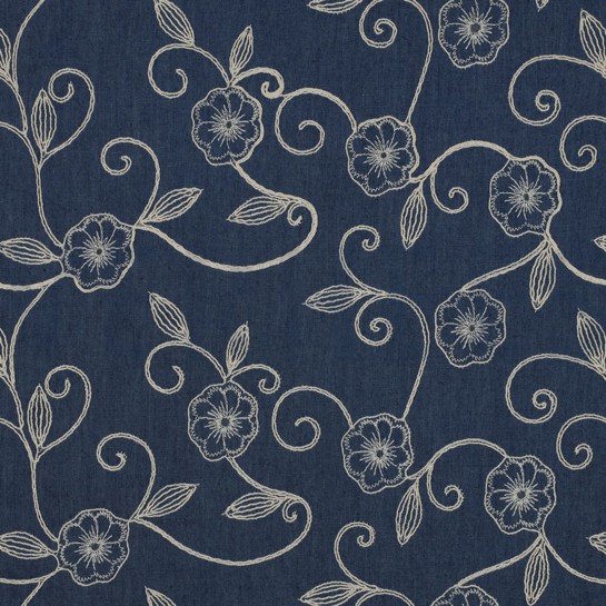DENIM STICKEREI BLUMEN JEANSBLAU #7