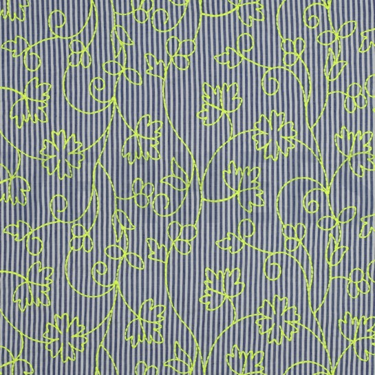 COTTON STRIPES NEON EMBROIDERY GREEN NEON #7