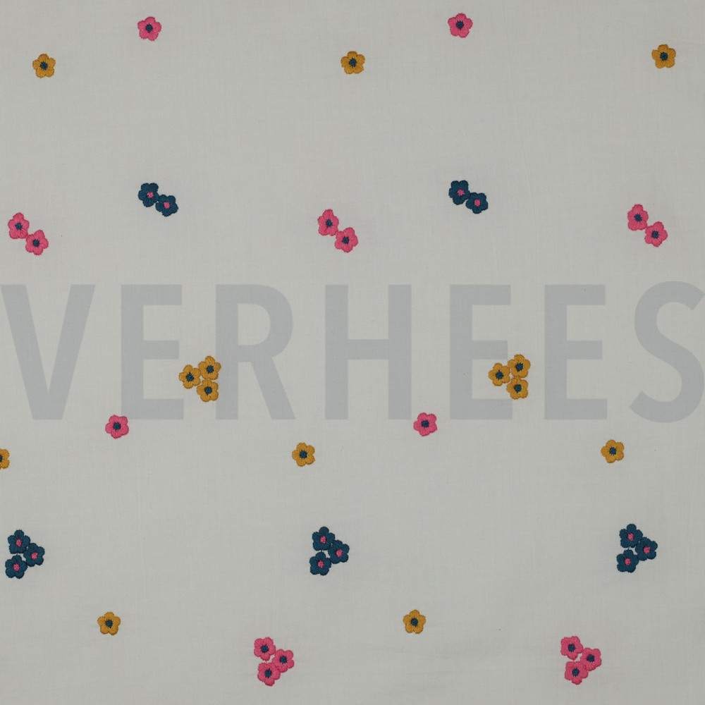 COTTON VOILE EMBROIDERY FLOWERS PINK