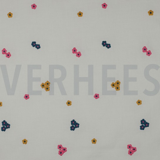 COTTON VOILE EMBROIDERY FLOWERS PINK #7