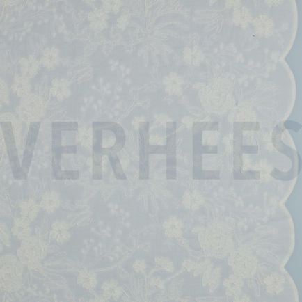 COTTON VOILE EMBROIDERY FLOWERS TWO-SIDED SCALLOP WHITE (hover)