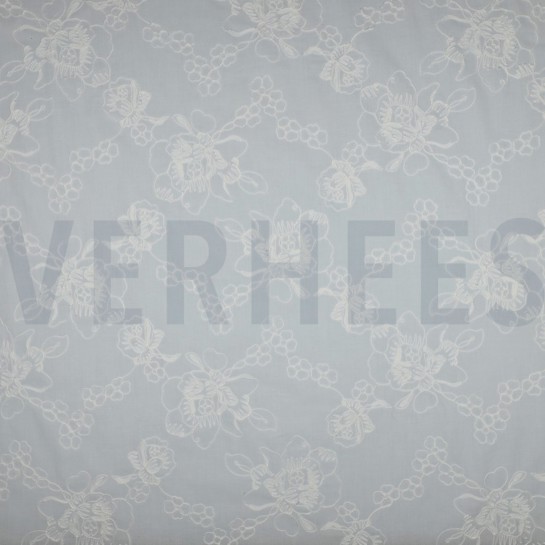 COTTON VOILE EMBROIDERY FLOWERS WHITE #7