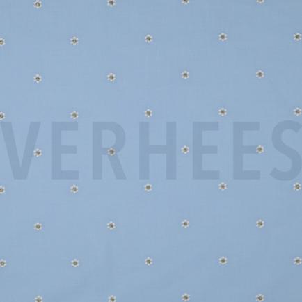 BAUMWOLLE VOILE STICKEREI LUREX BLUMEN HELLBLAU (hover)