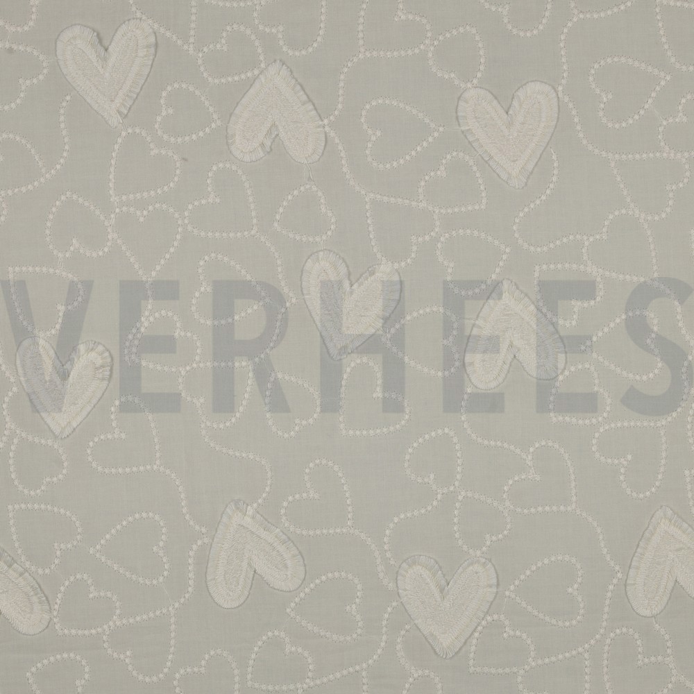 COTTON VOILE HEARTS ECRU