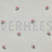 BAUMWOLLE VOILE KRINKEL STICKEREI BLUMEN GEBROCHEN WEISS (thumbnail)