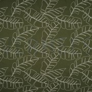 LINEN VISCOSE EMBROIDERY LEAVES FOREST GREEN (thumbnail)